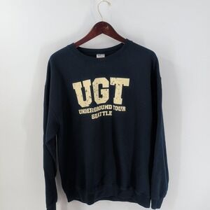 VTG Gildan Heavy Blend Fleece Underground Tour Seattle Sweatshirt Navy L